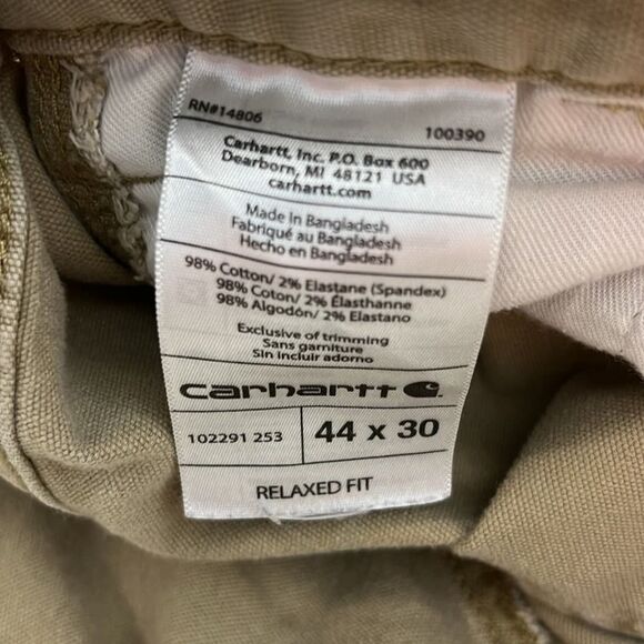 Carhartt Tan Brown Relaxed Fit Carpenter Utility Work Men's Pants 44 x 30 - Picture 9 of 9